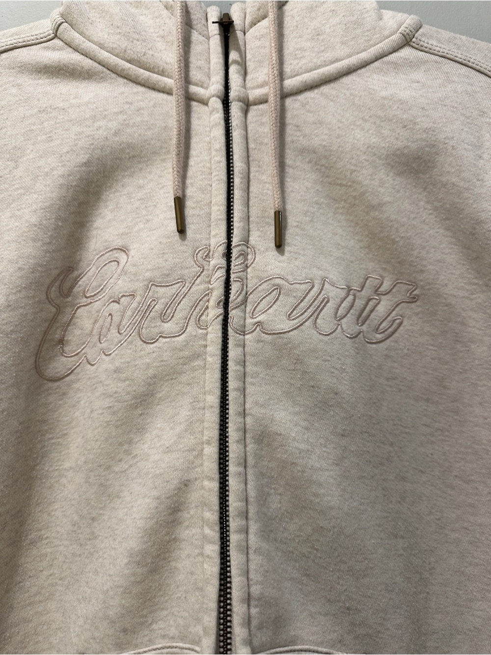 Carhartt Script Zip Hoodie in Oatmeal Cream